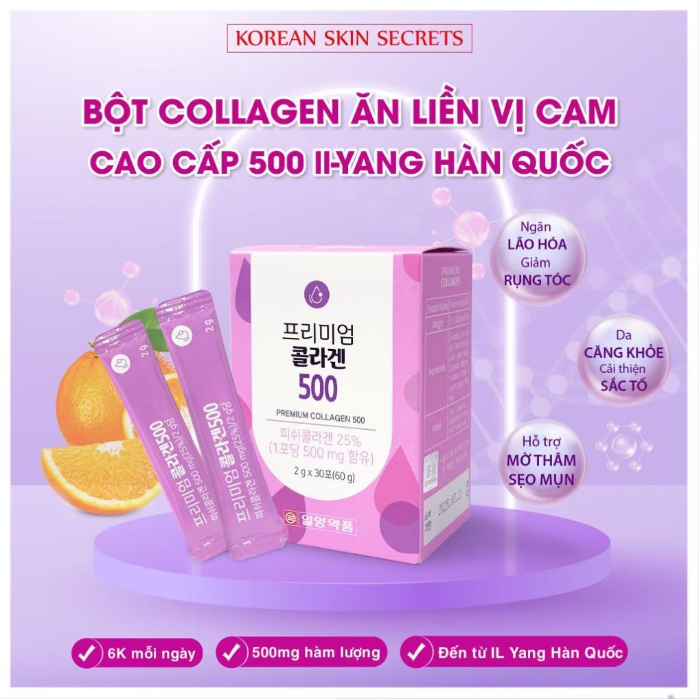 ￼Bột Collagen ăn liền vị cam cao cấp 500 II-Yang Hàn Quốc siêu phân tử hỗ trợ sáng da, chống lão hóa (Hộp 30 gói x 2g)