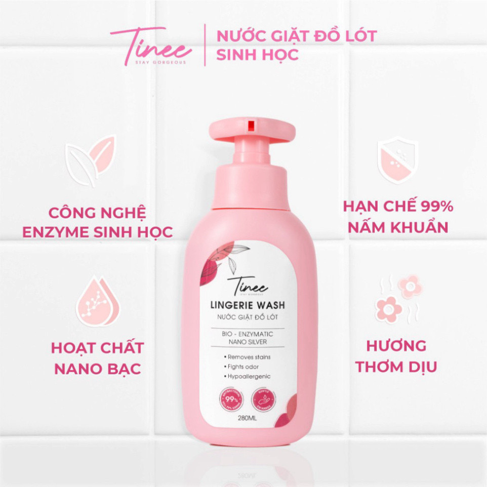 ￼Nước giặt đồ lót Sinh Học Tinee 280ml Bản nâng cấp nano bạc mới kháng khuẩn an toàn cho da