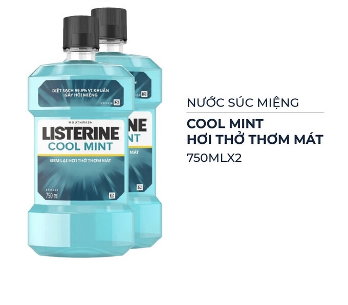 Combo 2 Nước Súc Miệng Listerine Hơi Thở Thơm Mát 750ml