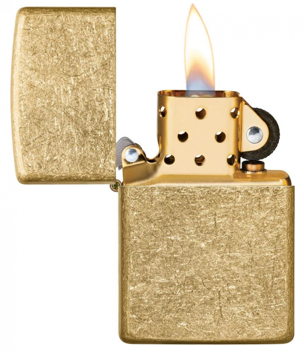 Bật Lửa Zippo Đồng Vàng Xước Bụi - Sku 49477 – Zippo Tumbled Brass - Zippo Tumbled Brass