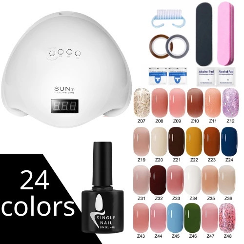 ￼Combo dụng cụ làm nail tại nhà  máy hơ sun 5 + dụng cụ + 24 sơn gel thạch+ base top NE set sơn thạch làm nail tại nhà