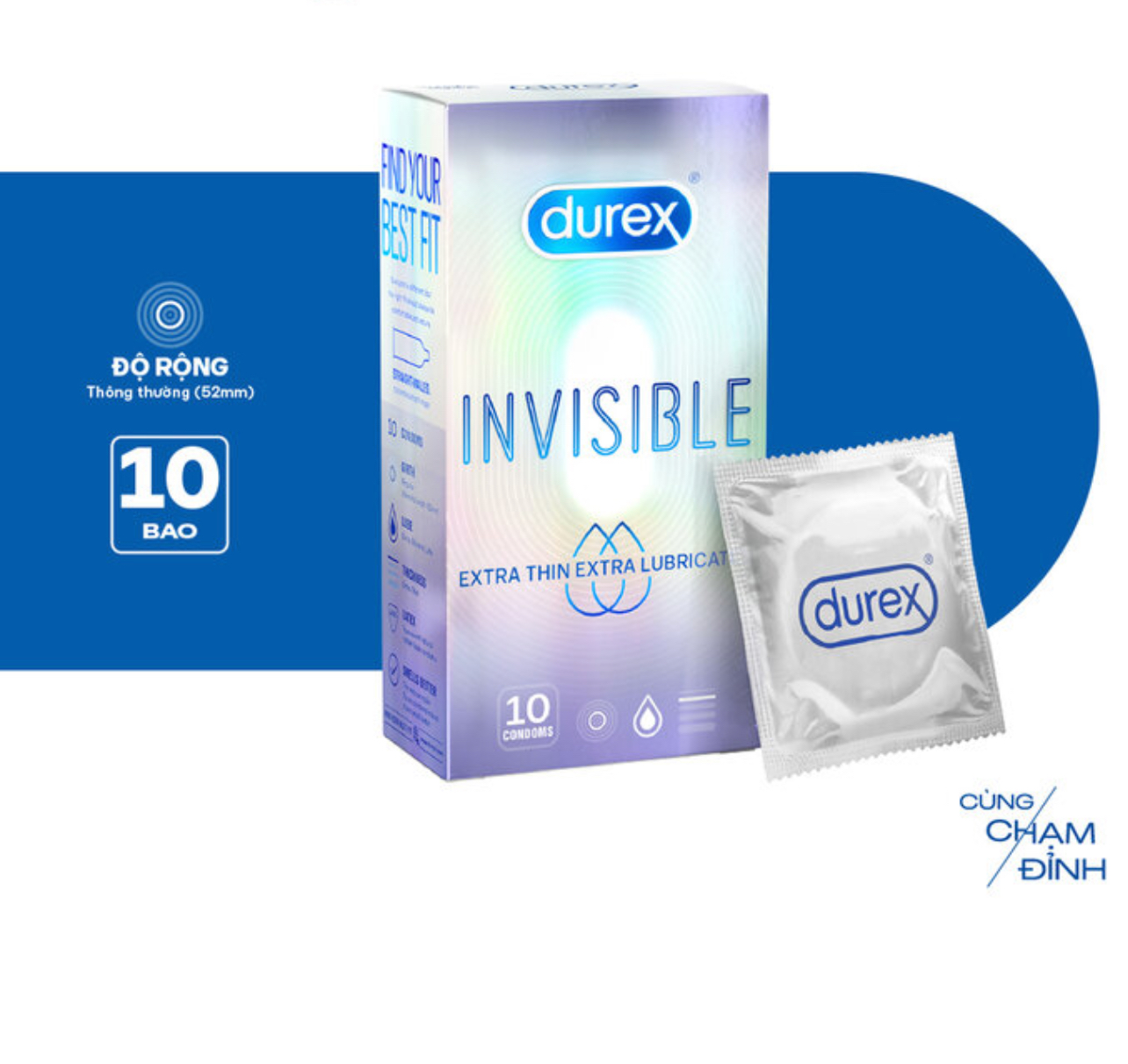 Bao Cao Su Durex Siêu Mỏng Bôi Trơn Size 52mm (Hộp 10)