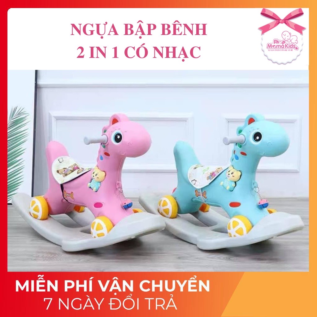 ￼Ngựa Bập Bênh 2 In 1 Vừa Bập Bênh Vừa Ủn Chân Cho Bé ( Có nhạc )