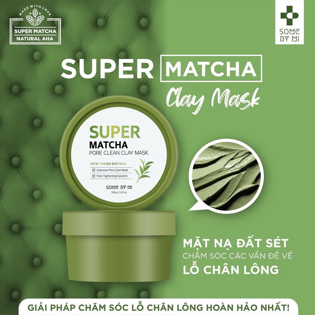 ￼Mặt Nạ Đất Set Some By Mi Super Matcha Pore Clean Clay Mask 100g