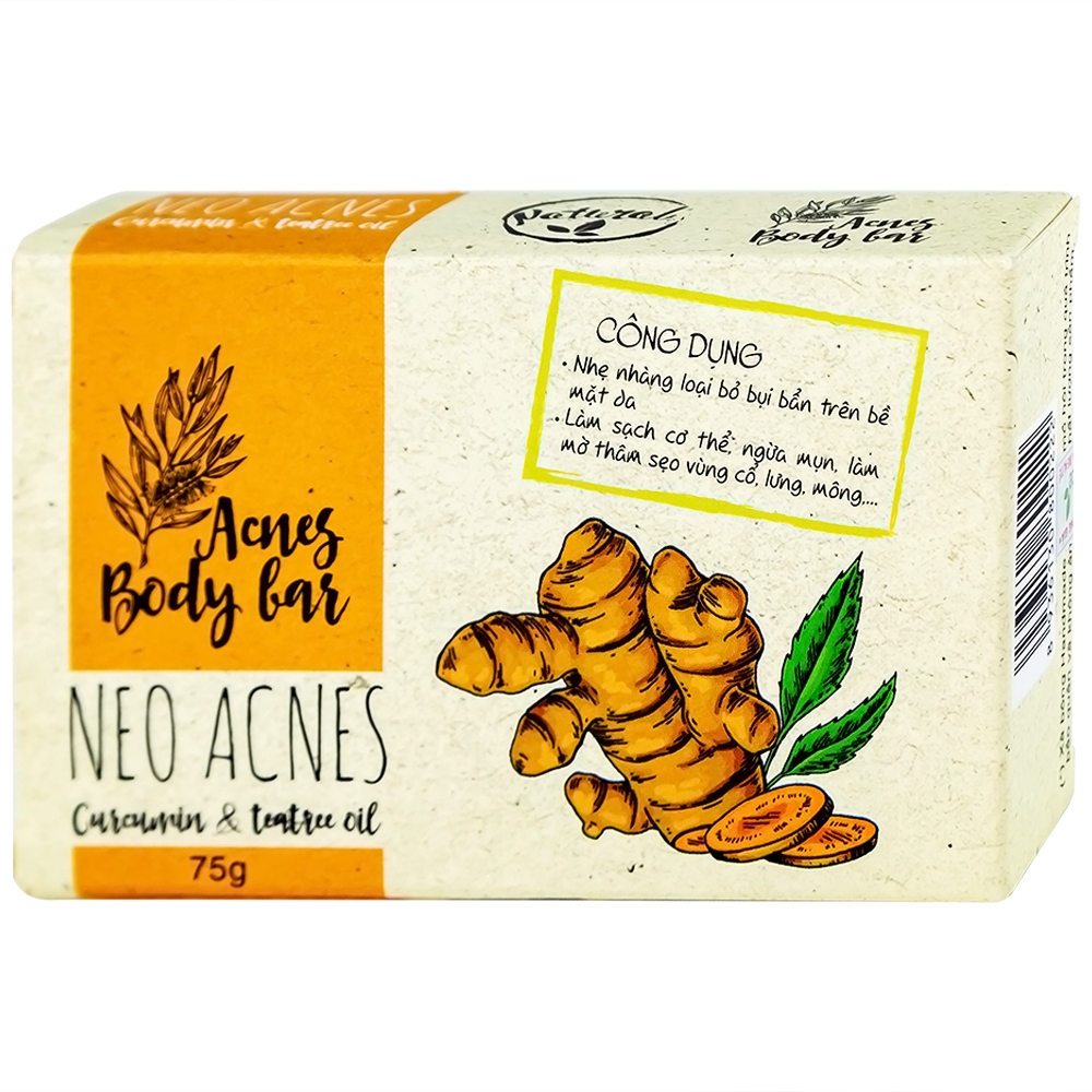 Xà phòng Acnes Body Bar Neo Acnes Curcumin And Teatree Oil làm sạch bụi bẩn, dầu nhờn trên da (75g)