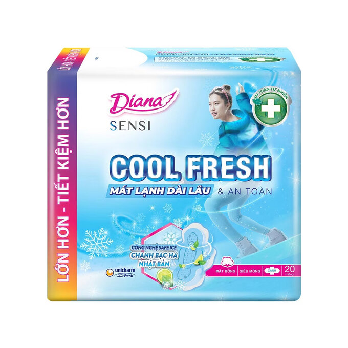 Băng Vệ Sinh Diana Sensi Cool Fresh Mát Lạnh Siêu Mỏng Cánh 20M