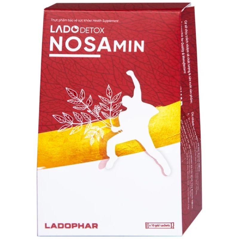 Nước giải rượu bia Ladodetox Nosamin Ladophar hỗ trợ giải rượu, bia, bảo vệ tế bào gan (10 gói x 15ml)