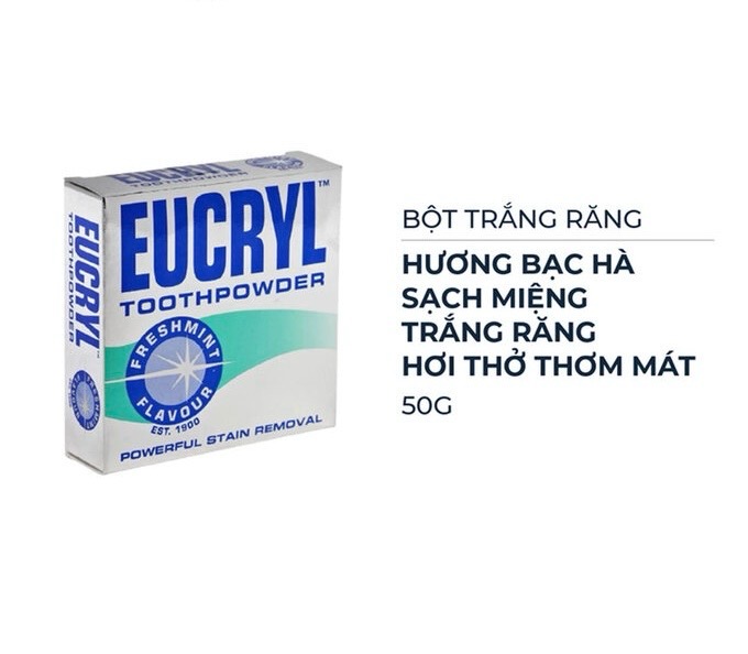 Bột Làm Trắng Răng Eucryl Hương Bạc Hà 50g