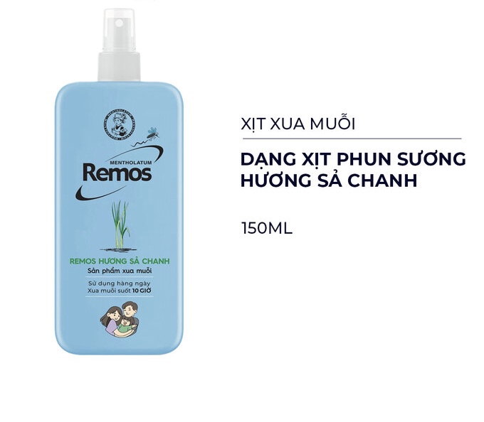 Xịt Xua Muỗi Remos Hương Sả Chanh 150ml