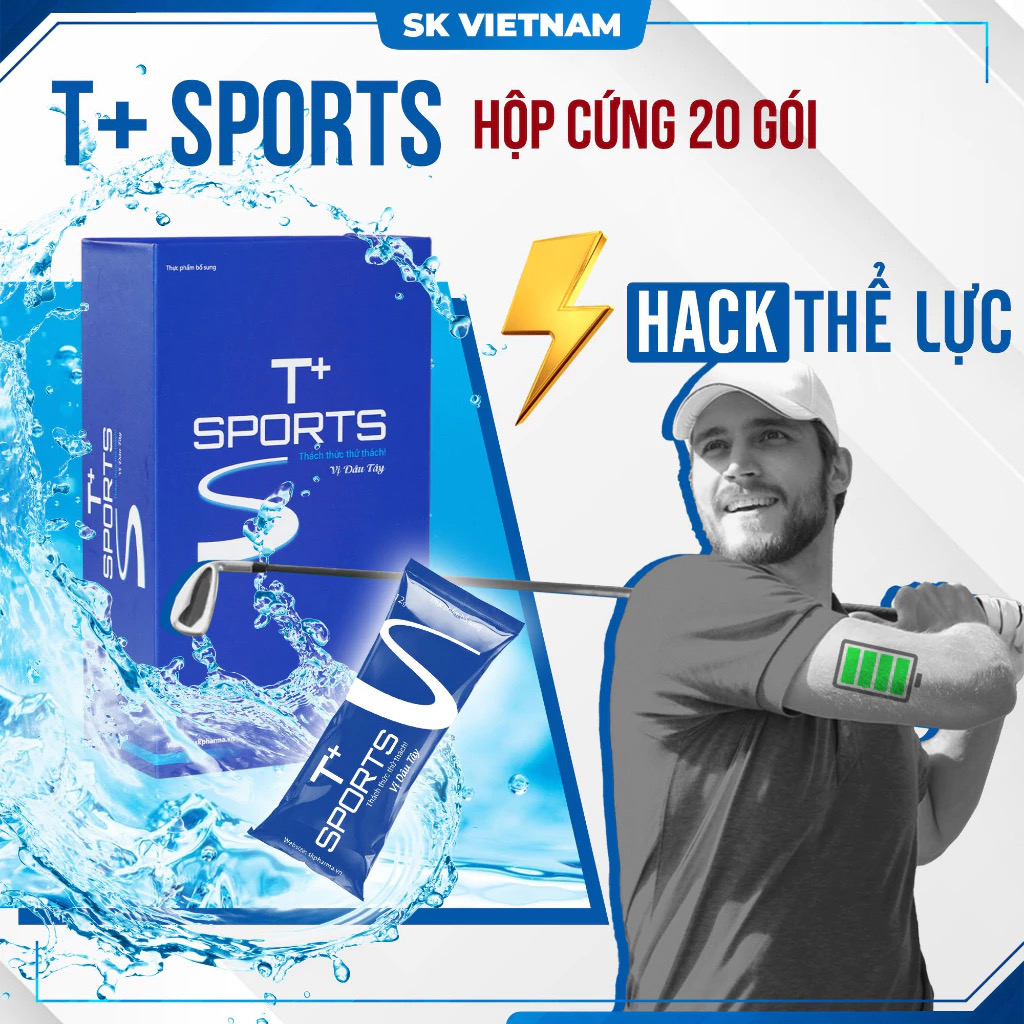 ￼T+Sports Hộp 20 gói Thức uống thể thao bổ sung năng lượng lượng bù nước bù điện giải bồi bổ cơ thể