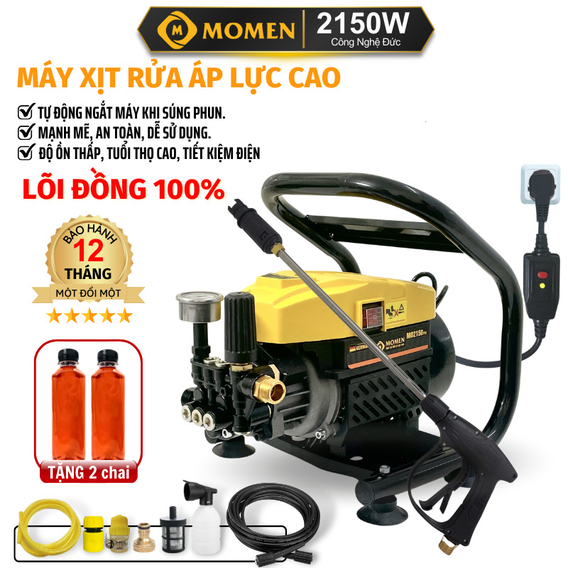 Máy xịt rửa xe có núm điều chính áp gia đình MO2150pre cho xe máy, ô tô, sân vườn công suất 2150W áp lực cao