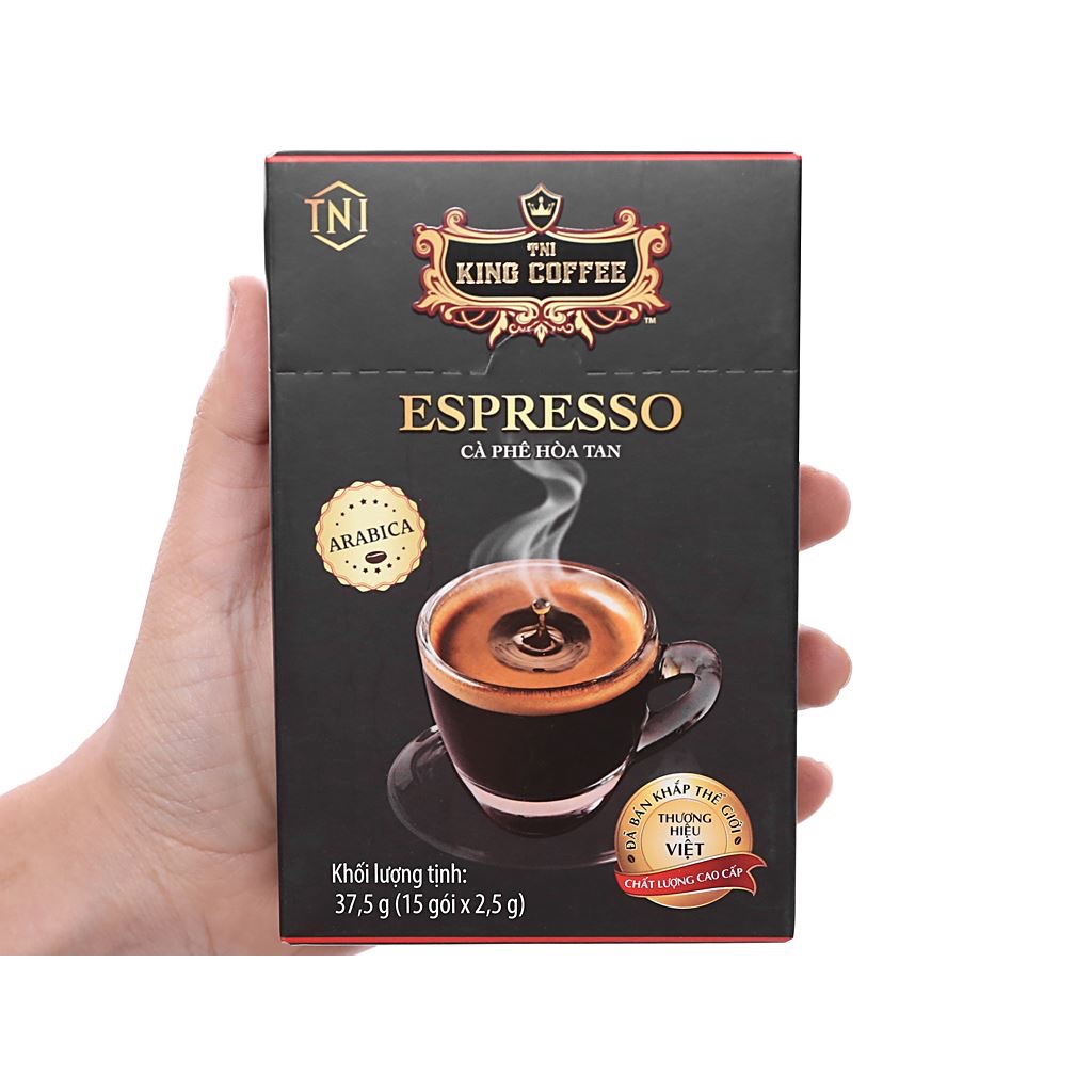 ￼Cà phê đen TNI King Coffee Espresso 37.5g - hộp 15 gói x 2,5g