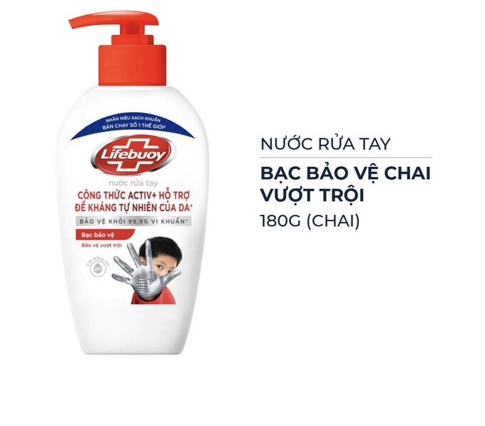 Nước Rửa Tay Lifebuoy Bạc Bảo Vệ Chai 180g